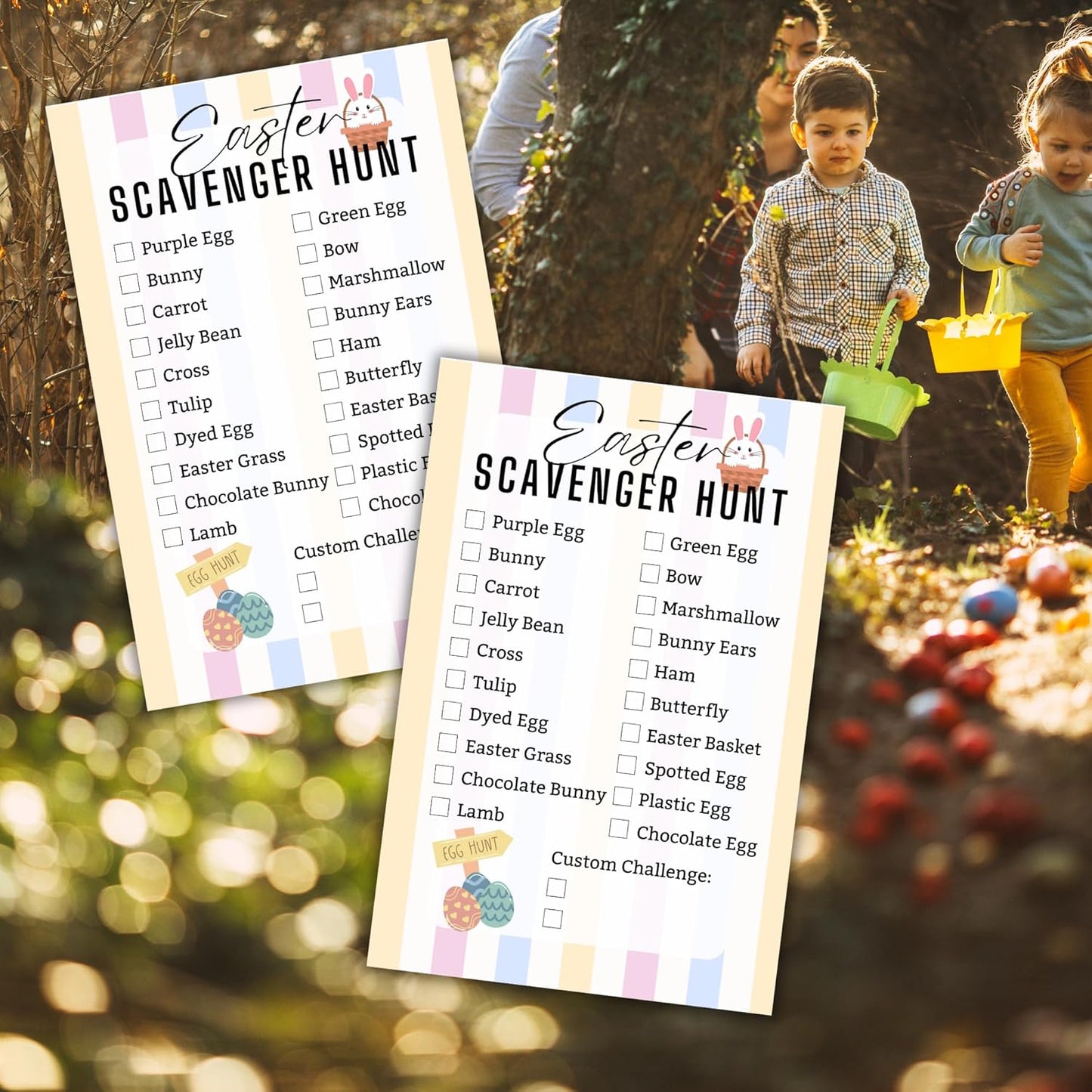 Easter Scavenger Hunt Clues 30pk 6x9” Card Stock Paper Postcards Group Game Party In Your House Check Off Things Challenge Friends Family Ideas Christian Bunny Bucks