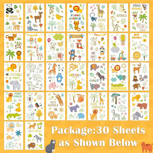 Partywind 380 Styles (30 Sheets) Luminous Tattoos for Kids, Mixed Styles Temporary Tattoos Stickers with Mermaid/Dinosaur/Space/Pirate for Boys and Girls, Glow Party Supplies