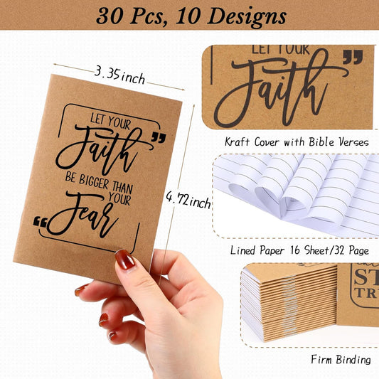 Fulmoon 30 Pcs Mini Notebooks Bulk Small Inspirational Pocket Notebooks & Mini Journals Bulk for Employee Appreciation Gifts Motivational Notepads for Teacher Nurse Coworkers Staff (Brown)