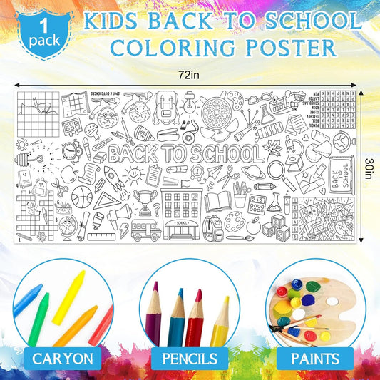 Under The Sea Large Coloring Poster for Kids 30 x 72 Inch, Ocean Animals Giant Coloring Paper Tablecloth, Sea Themed Color-in Activities Games for Kids School Classroom Home Party Supplies Decorations