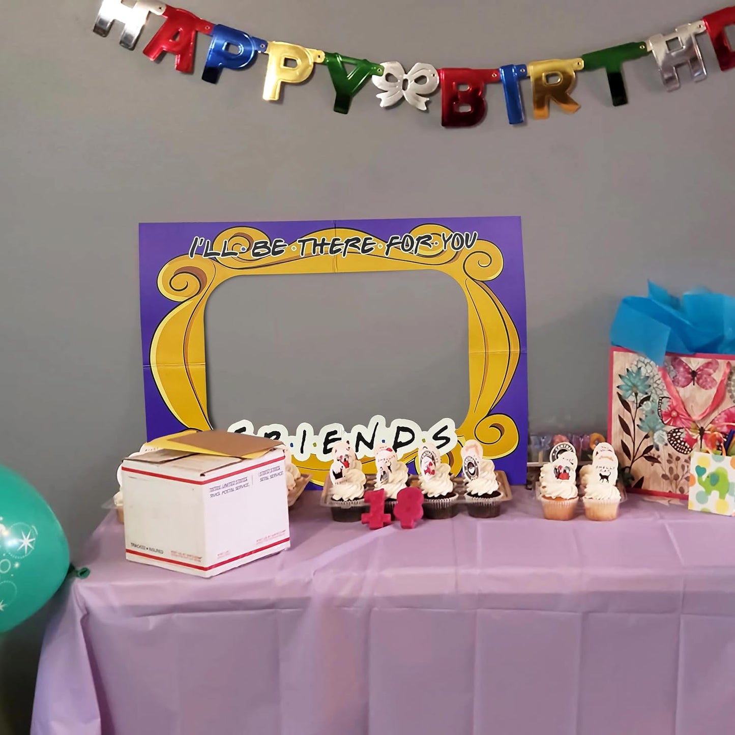 Friends Themed Photo Booth Props, 27.5 x 19.6 in Photo Booth Frame Friends Merchandise Party Decorations Supplies for Birthday, Graduation, Festivals, Anniversary, Wedding (Film Clapper Board Style)