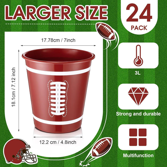 Layhit 24 Packs Soccer Plastic Ice Buckets Drink Cooler Bulk for Parties 3 L/101 oz Soccer Wine Bucket Treat Ice Holder Disposable Wine Cooler for Beverage Beer Popcorn Snack Candy Sport Party Favors