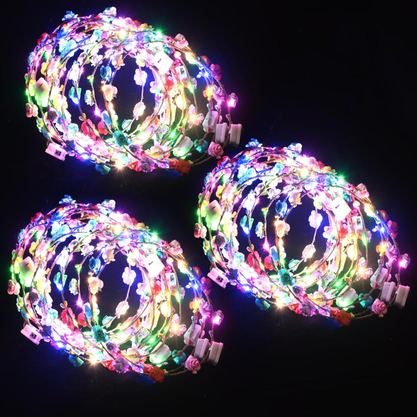 QSJQllo 20 Pcs LED Flower Crowns Headbands,Light Up Headbands For Women,Glow In The Dark Headband Wreath,Suitable For Birthdays,Weddings, Halloween, Christmas, Role-Playing, Beach Parties