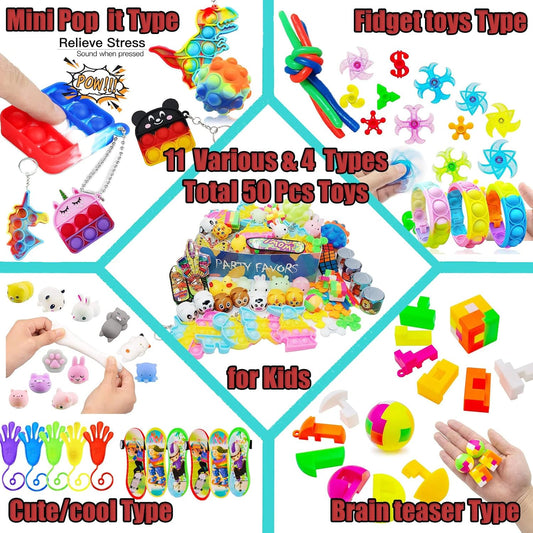 112 PCS Pop Party Favors Toys for Kids,Premium Pop Fidget Toys for All Ages Kids,Assortment Pinata Stuffers,Classroom prizes,Prize Box Toys,Goody Bag Fillers,Carnival Prizes for Boys and Girls 4-10