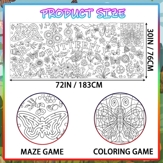 Farm Animal Party Giant Coloring Poster, 72 x 30 Inches Large Coloring Tablecloth Animals Drawing Roll Paper for Kids Farm Animals Themed Activity Wall Home Classroom Party Suppiles