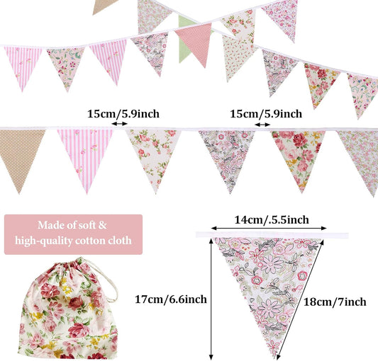 12M/40Ft Triangle Bunting Banner 42 Pcs Multicolored Fabric Flags Burlap Pennant Banner Flags Garlands for Wedding, Birthday Party, Outdoor Festival Hanging Decoration (C)