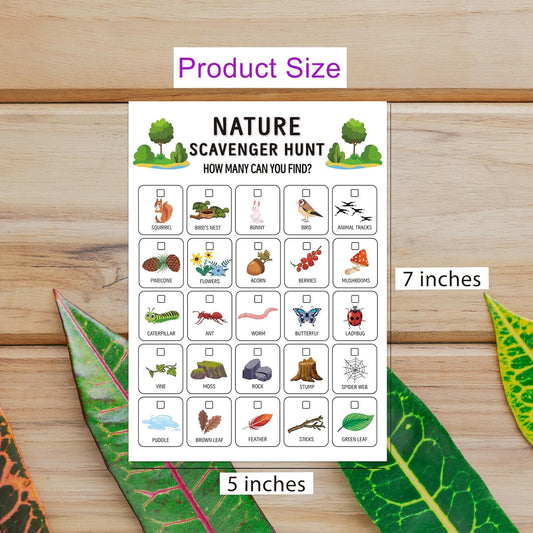 Nature Scavenger Hunt, Camping Games Travel Activities, Outdoor Scavenger Hunts Road Trip Game Cards -NHG01