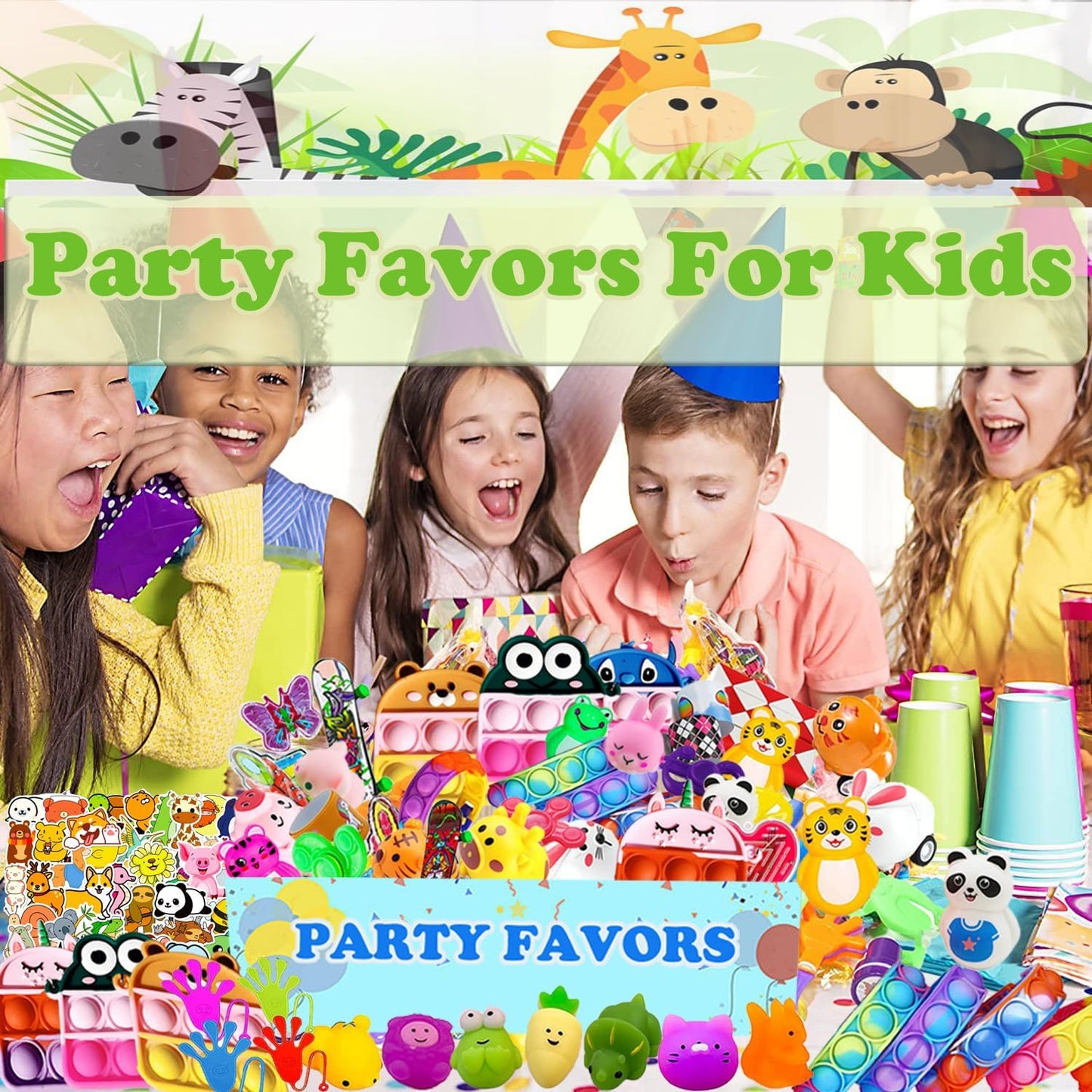 Dilycery 107 PCS Party Favors Toys, Treasure Box Toys for Classroom, Pop Fidget Toys Treasure Chest for Kids Prizes Classroom, Bulk Pinata Stuffers Goodie Bag Fillers for Kids 4-8