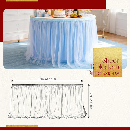 THARAHT Tulle Table Skirt 6FT 180CM Long for Rectangle Tables Round Tables Ruffle Desk Skirt for Princess Girls Birthday Party Cake Dessert Decorations Table Skirt