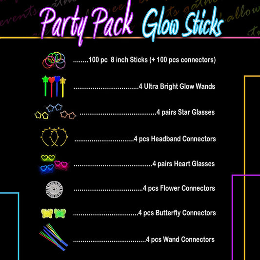 248 PCS Glow Sticks Halloween Party Pack - 100 Pcs 8 Inch Glow sticks, 6 Pcs Glow Sticks Wands – Create Glow In The Dark Necklaces, Bracelets. Neon Light Sticks Decoration For Parties Favors Glow