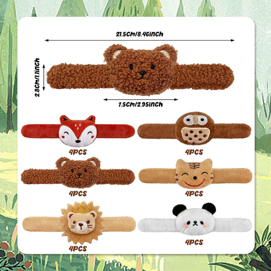 12 PCS Stuffed Animal Slap Bracelets Plush Animal Slap Bracelets Cute Wrist Slap Band Toy Wrist Animals Wrist Pets Slap Bracelet Wrist Toy for Boys Girls Easter Birthday Gifts Party Favors 6 Styles