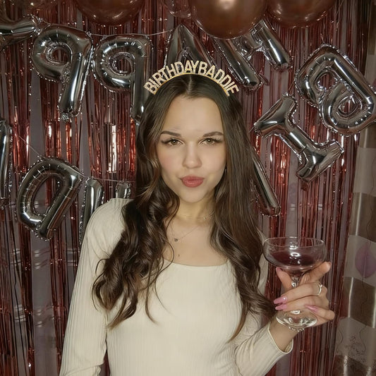 Canitor Birthday Baddie Crown Tiara Headband for Women Adult Girl Birthday Gifts Party Favors Supplies Decorations & Accessories