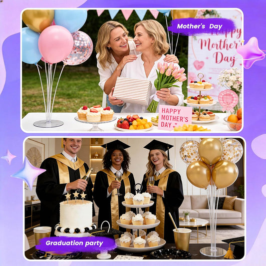 JOYYPOP 4 Sets Balloon Stand Kit For Table, Balloon Sticks with Base Birthday Graduation Party Decorations Wedding