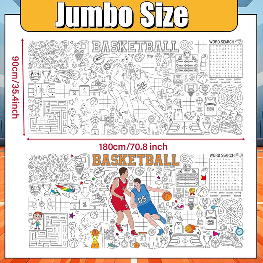 Giant Basketball Coloring Poster for Kids Large Basketball Coloring Tablecloth Activity Sport Theme Painting Activity Tablecloth Art Crafts for Classroom Home Gift Birthday Party Supplies Decoration