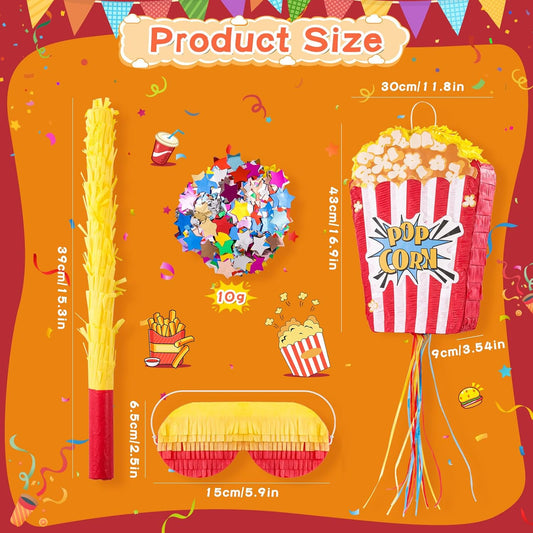 VINTS Popcorn Piñata Large Circus Piñata for Birthday Carnival Circus Themed Parties Great Party for Kids Boys Grils Holiday Celebration (16.9×11.8×3.54in)
