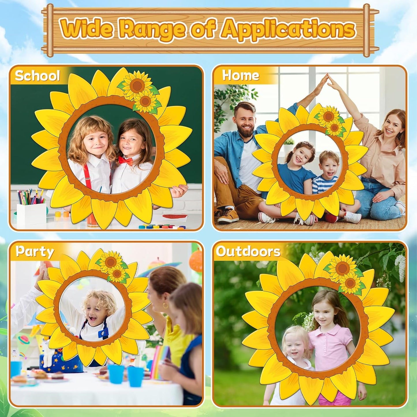 Sunflower Photo Booth Props Sunflower Birthday Party Decorations 26 Inch Large Yellow Flower Selfie Frame Floral Photo Booth Frame Selfie Props Accessories for Birthday Baby Shower Party Supplies