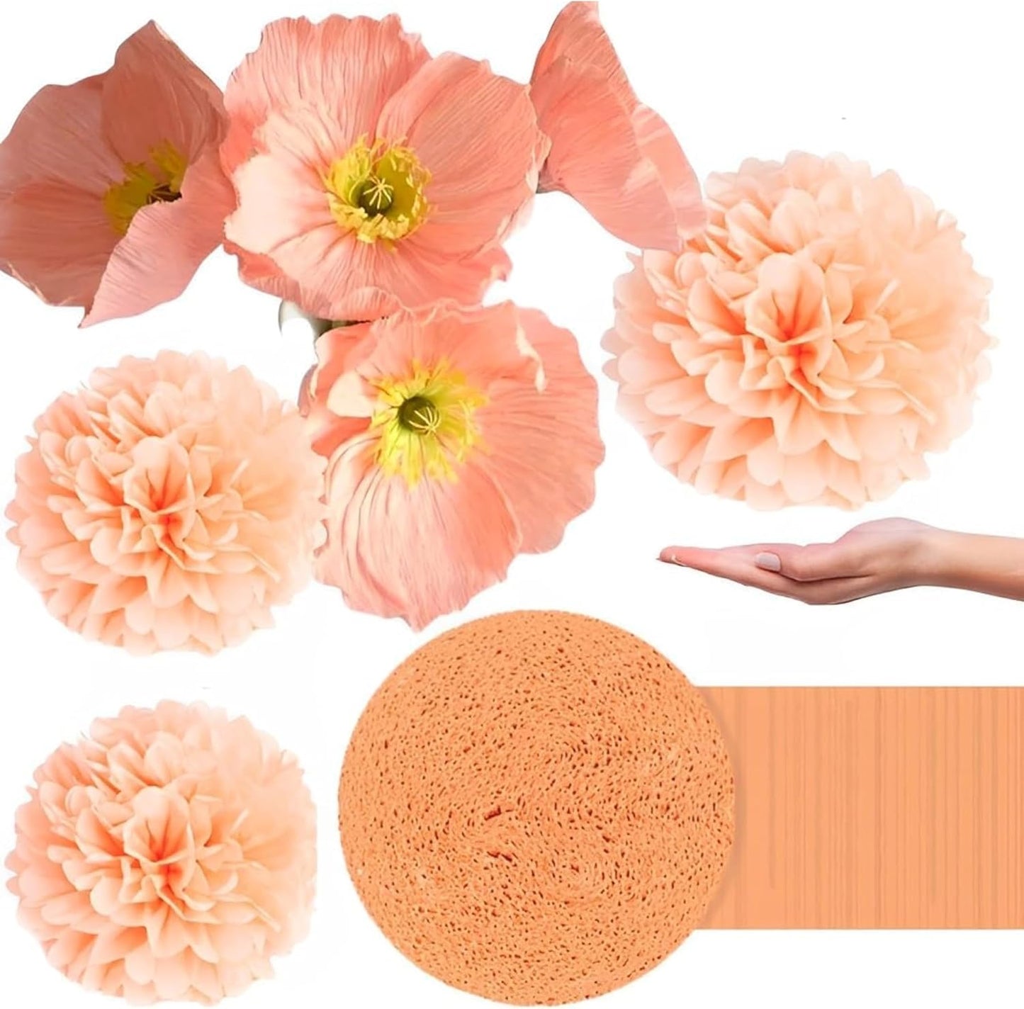 Peach Crepe Paper Roll - 81' - Premium Quality, Shrink Wrapped - Perfect for Crafts, Decorations & Events