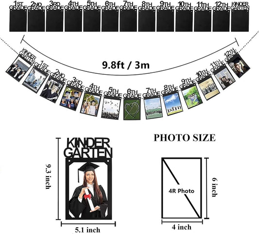 Graduation Photo Banner for Party Decoration, Including Kindergarten to 12th Grade Picture Banner Middle High School College Graduation Party Supplies