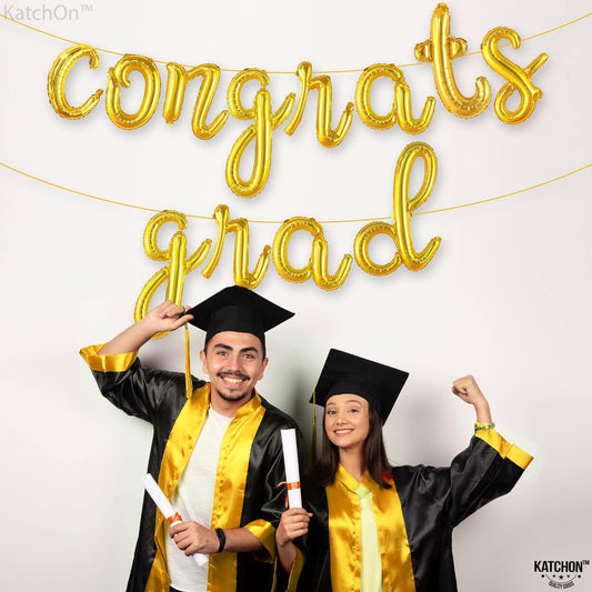 Graduation decorations 2026 | Rose Gold Congratulations Balloons - 16 Inch | Script Congrats Grad Balloons for Graduation Decorations Class of 2026 | Grad party decor, KatchOn