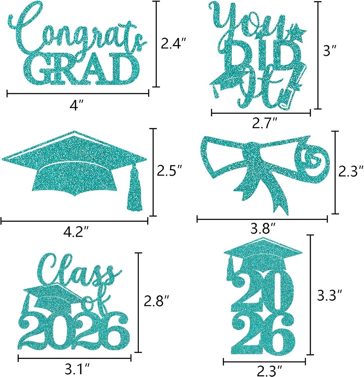 Graduation Centerpiece Sticks 24PCS Glitter Grad Picks Party Table Decor Senior High School College Sign Gold