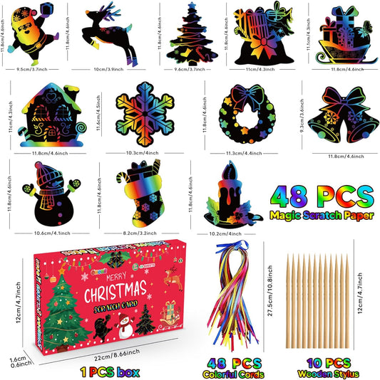OHOME Halloween Party Favors - 48 PCS Magic Rainbow Scratch Paper Cards Set for Kids - Kids Halloween Games Crafts Treats Toys Gifts - Trick-or-Treat Activities Party Decorations Supplies