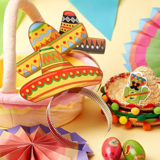 JOYIN 24 Pcs Cinco de Mayo Sombrero Headbands for Mexican Themed Fiesta Party, Party Supplies Decorations for Fun Fiesta Hat Party Supplies, Luau Event Photo Props