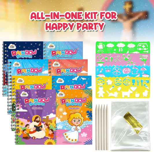 ZMLM 24 Pack Scratch Art Party Favors: Birthday Party Favors for Kids 4-8, Bulk Rainbow Scratch Notebook Paper Pads, Goodie Bags Stuffers Girls Boys Classroom Gifts Crafts Toys