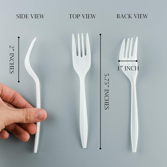 Plasticpro Cutlery Plastic Combo Sets Medium Weight Disposable Silverware White (1000 Count)