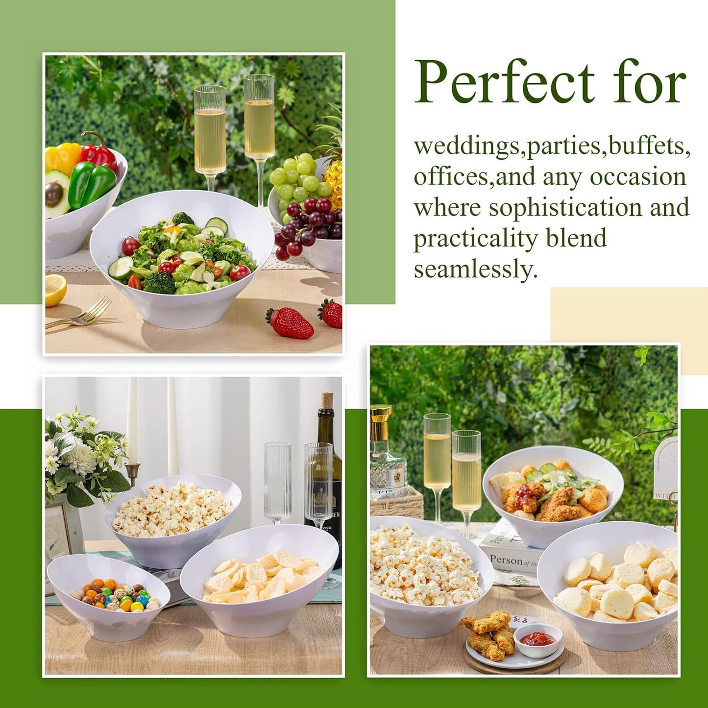 Liacere 54 OZ Clear Plastic Serving Bowls - 16PCS Angled Serving Bowls - Disposable Bowl for Candy Chip - Party Table Salad and Fruit,Can be Used Weddings and Gatherings& New Year