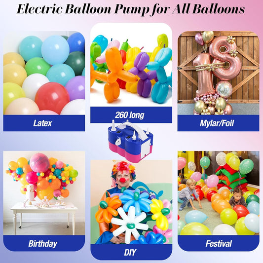 Togvu Electric Balloon Pump, 3-in-1 Portable Air Pump for Inflatables and Balloons, Dual Nozzle Balloon Blower Machine for Latex 260q Foil Balloons 110V Inflator Deflator for Pool Floats Air Mattress