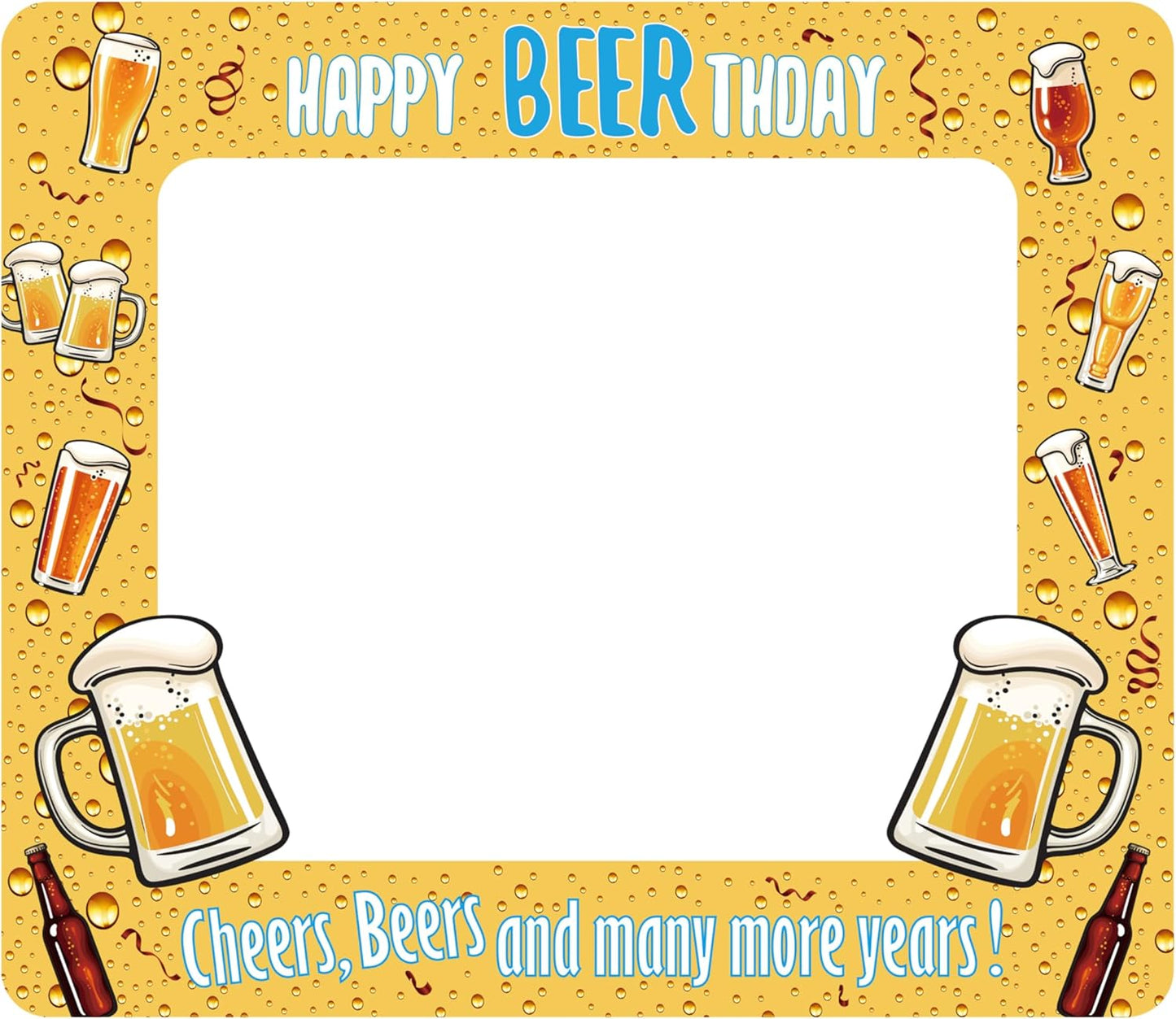Beer Themed Happy Birthday Inflatable Selfie Photo Frame Props for Pictures & Decors Cheers and Beers Happy BEERthday Blow Up Picture Frame for 20th 30th 40th 50th 60th 70th and More Birthdays
