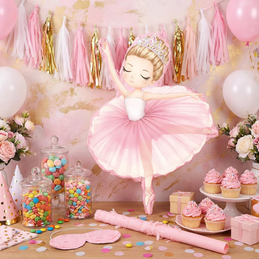Threan Princess Piñata Fairy Party Decorations Pink Ballet Piñata Ballerina, Birthday Game Set Party Supplies for Girl Princess Theme Baby Shower Butterfly Birthday Supplies Decoration(Fairy)