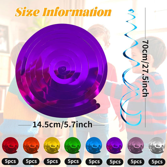 40PC Colorful Ceiling Decorations Hanging Swirl Decorations Hanging Plastic Streamer Ceiling Swirl Foil Decorations Rainbow Hanging Swirl Decorations for Party Anniversary Wedding Graduation