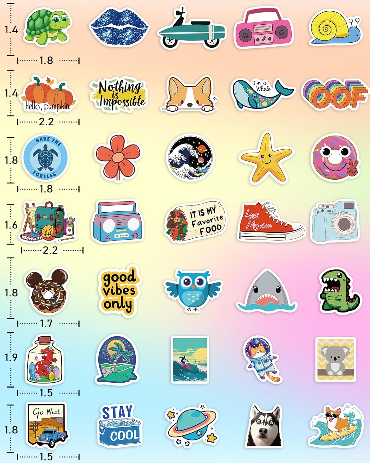 300 Pcs Stickers for Kids, Cute Water Bottle Vinyl Waterproof Laptop Stickers for Students Gifts School Supplies Classroom Teacher Prizes Stocking Stuffers Sticker Pack for Kids Girls Teens