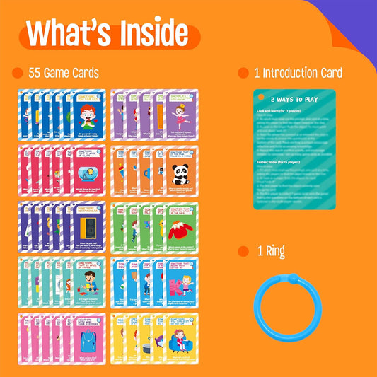 Outdoor Nature Scavenger Hunt Card Game, 50 Seek and Find Cards for Kids and Families, Funny Outside Activity Travel Pocket Game for Family, Toddlers, Kids, Adults-Outside, Yard, Camping Activities