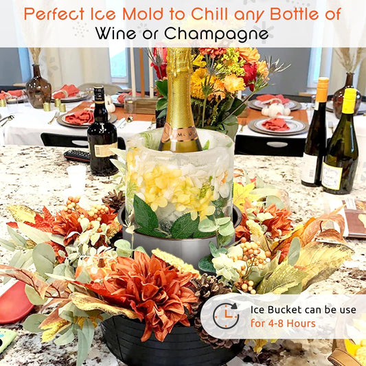Ice Bucket Mold,Ice Mold Wine Bottle Chiller,Champagne Bucket Ice Mold, Flower/Fruits/Any Decoration to DIY Your Champagne Bucket Ice Mold For Special Parties (M)