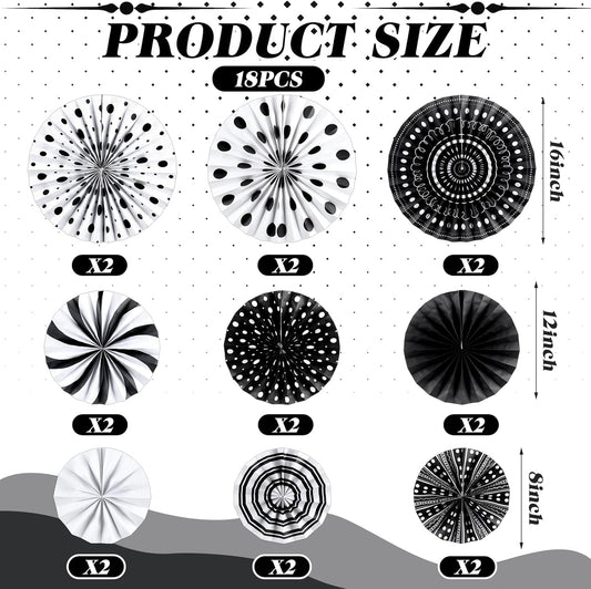 18 Pcs Hanging Paper Fans Decor Back to School Paper Fans Round Garlands Bulletin Board Classroom Decorations for Party Supplies Classroom Decor(Retro Boho)