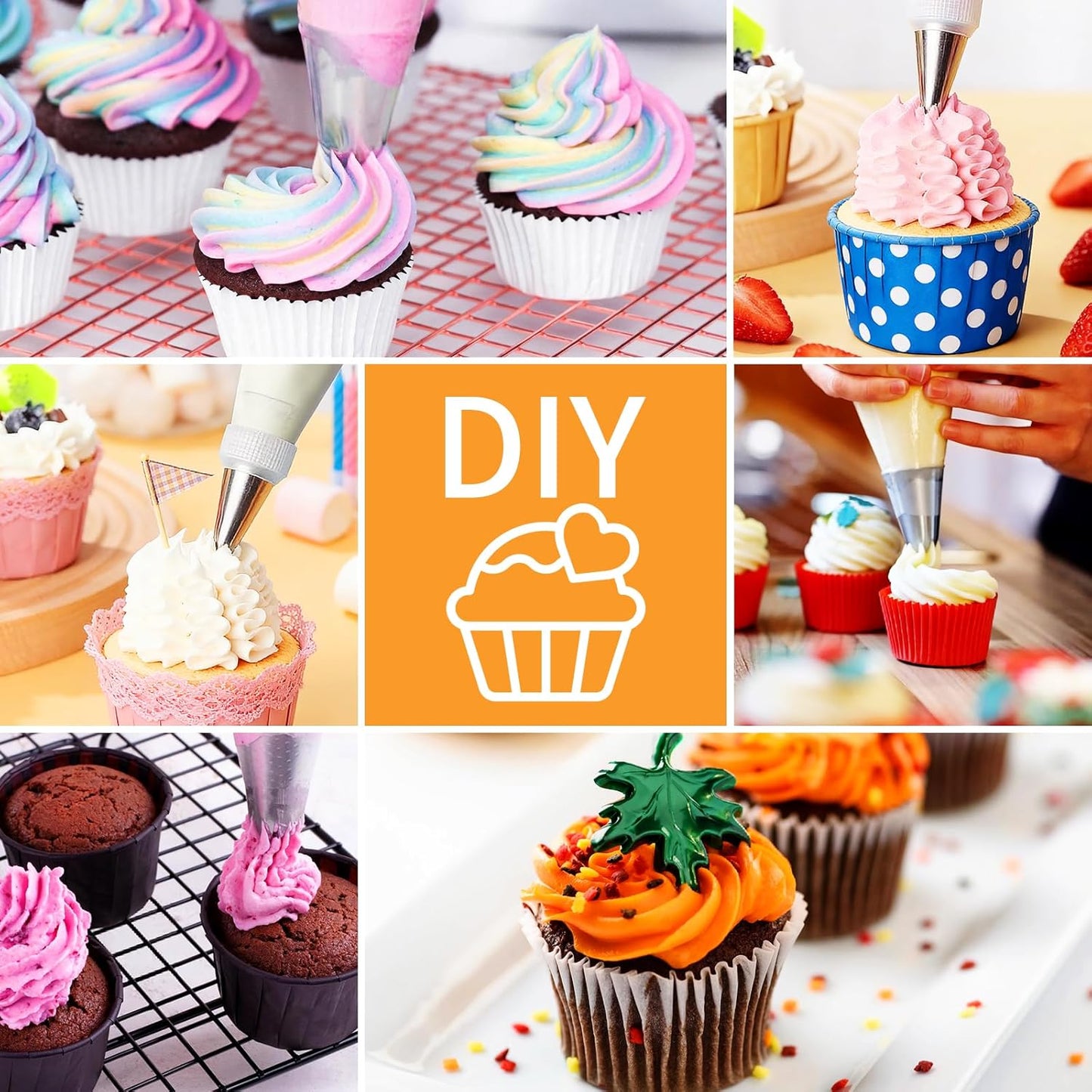 5 PCS Large Piping Tips Set, Cake Decorating Tips, Stainless Steel Frosting Icing Tip Baking Tools for Cupcakes, Cookie, Cake Decorating (Dishwasher Safe) 