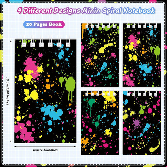 Faccito 24 Pieces Neon Mini Notebooks Let's Glow in the Dark Supplies Glow Party Small Spiral Notepads Neon Party Pocket Notebook for Birthday Goodie Bag Fillers Decoration Supplies