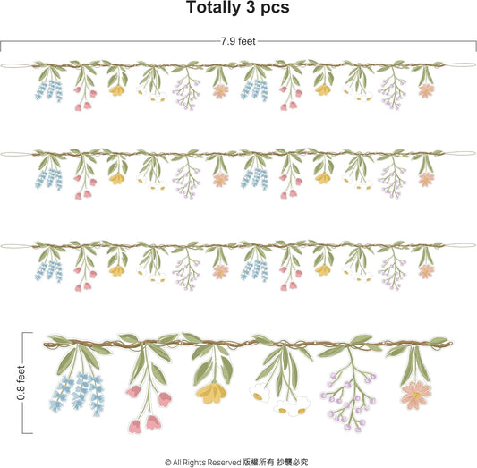 Cheerland 3pcs Flower Banner Wildflower Garland Floral for Enchanted Garden Theme Bridal Shower Wedding Birthday Baby Bloom Fairy Tale Woodland Grad in Bloom Cottagecore Mothers Day Party Decorations
