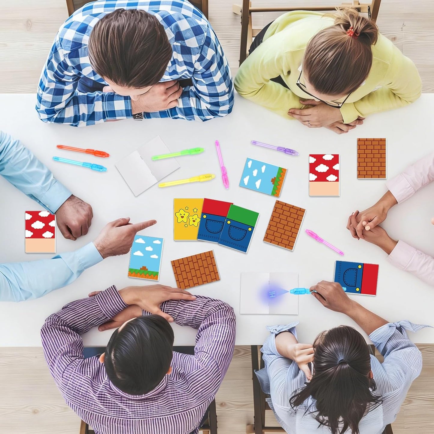 48Pcs Invisible Ink Pen with Anime Themed Notepads Animation Party Favors Spy Pens Magic Marker with Light Red White Video Game Mini Notebook for Birthday Gifts Goodie Bags Stuffers