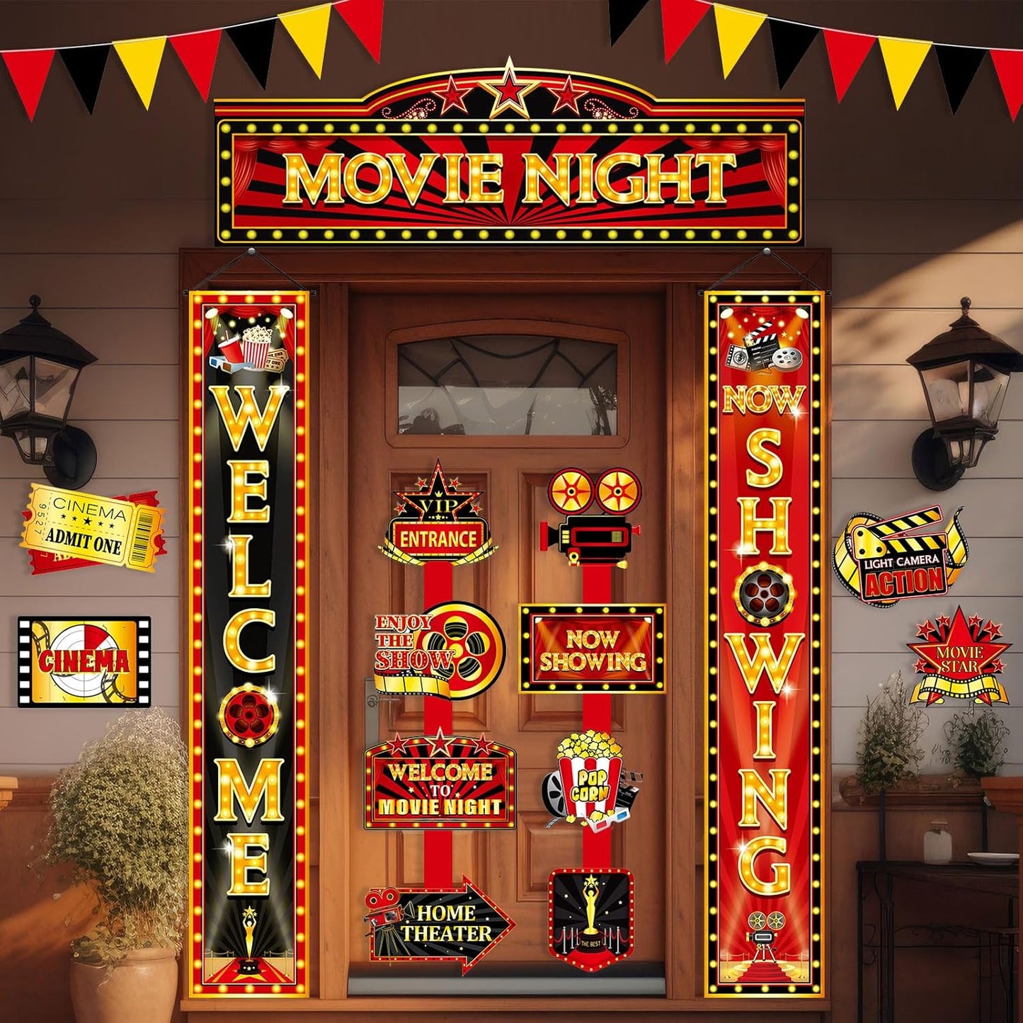 15 Pcs Circus Decorations Carnival Striped Awning Porch Banner Carnival Theme Directional Signs Welcome to the Circus for Birthday Party Supplies