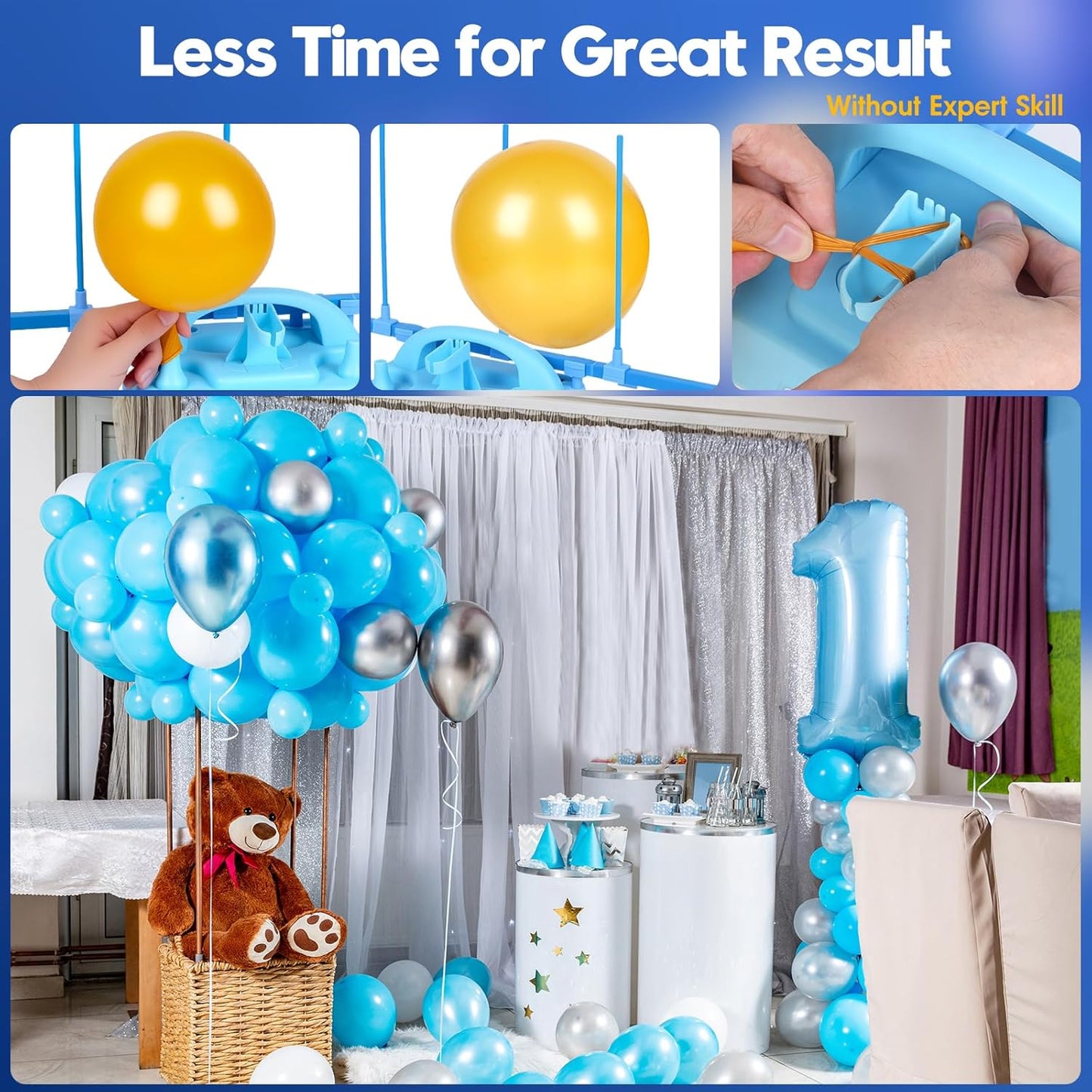 Electric Balloon Pump,110V 600W Portable Dual Nozzles Balloon Pump,Air Pump Balloon Blower for Party Decorations with Tying Tool