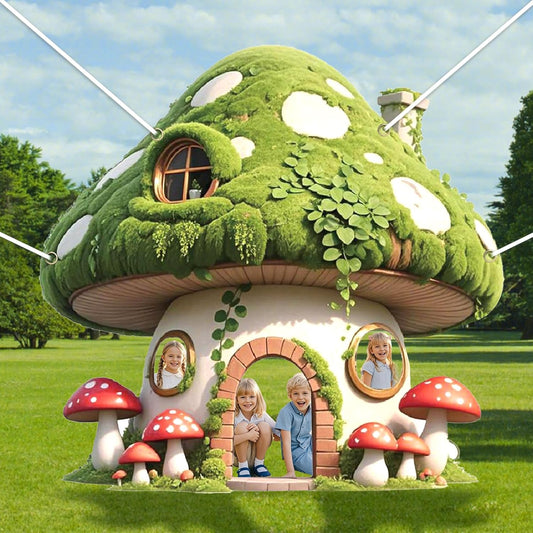 Green Mushroom Shape Photo Props Selfie Frame Party Decorations Photo Props for Photos Booth Backdrop Mushroom Fairy Banner for Forest Woodland Jungle Birthday Baby Shower Decorations Supplies Decor