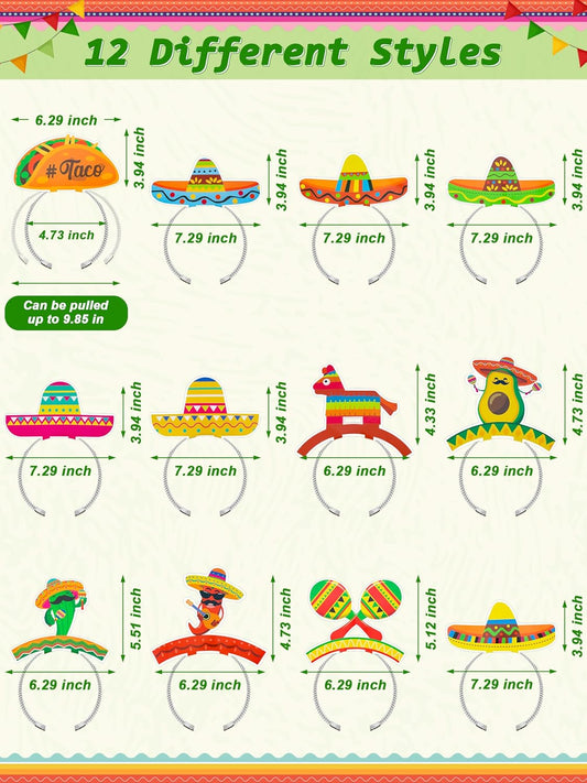 Melisheer Cinco De Mayo Decorations, Sombrero Party Hats, Mexican Colorful Cardboard Headbands, Fiesta Head Toppers Decor