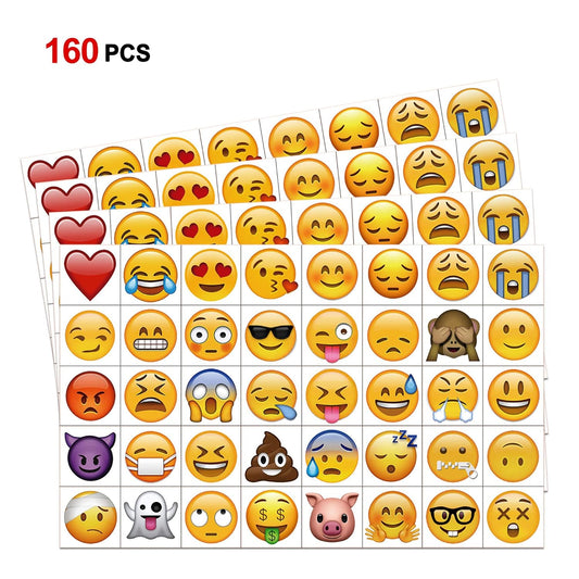 Emoticon Temporary Tattoo(160pcs 2inch), Konsait Funny Emoticon Tattoos Body Stickers for Emoticon Party Favors Supplies with Heart Smirk