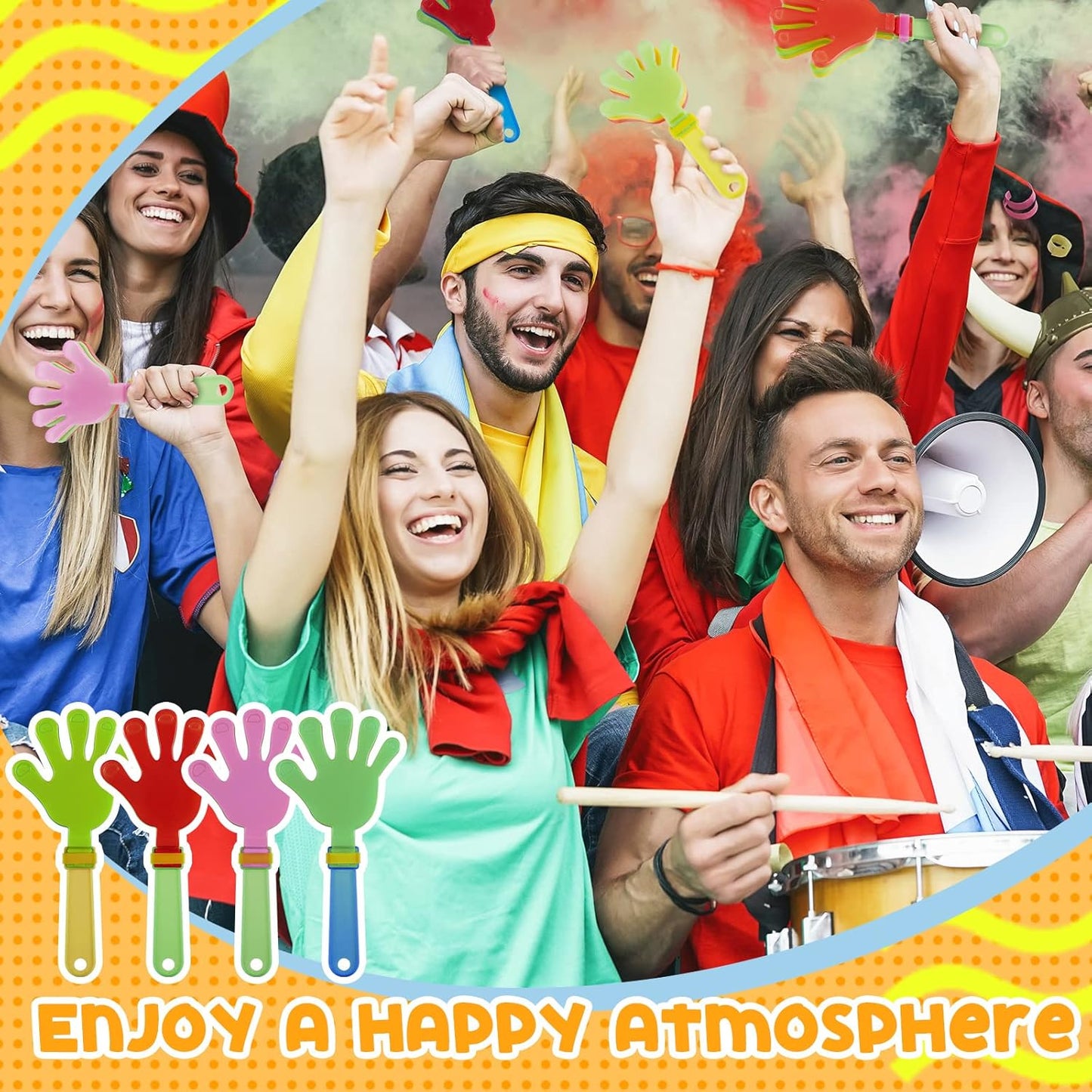 Meooeck 300 Pcs Hand Clappers 7.5 Inch Hand Clappers Noisemakers Bulk Noise Makers Party Favors Cheer Noise Makers for Sporting Events Fiesta Birthday Reward Cheers Game Party (Mixed Colors)