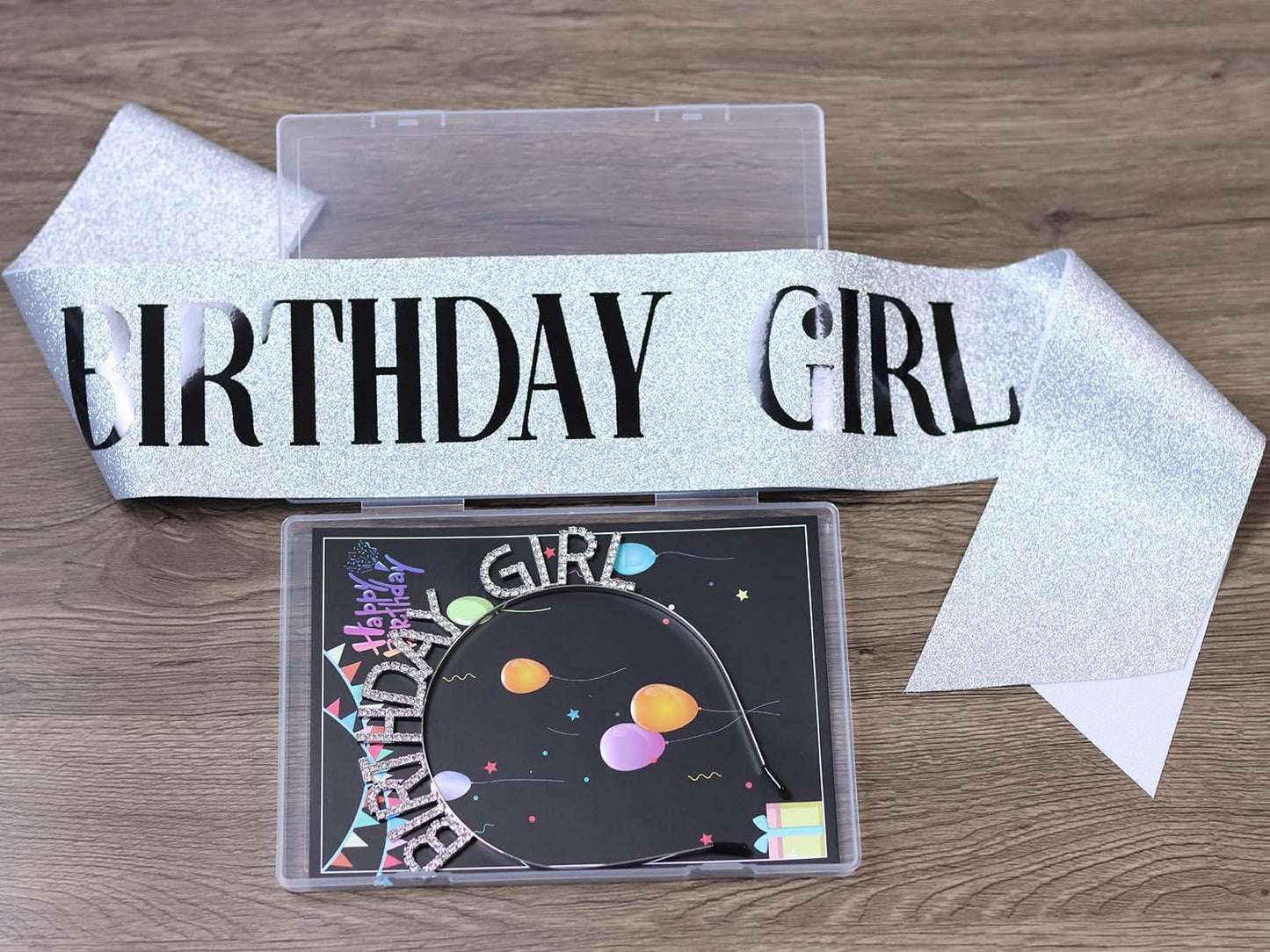 3 Pack Rose Gold Birthday Girl Sash and Rhinstone Headband Set for Women Glittery Cake Topper Happy Birthday Crown&Tiara Accessories Decorations Gifts for Kids.