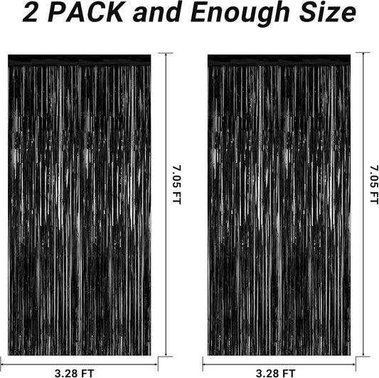 2 Pack Backdrop Curtains, 3.28 Feet x 7.05 Feet Sky Blue Tinsel Backdrop, Metallic Fringe Curtains Foil Tinsel Party Streamer, Winter Backdrop Happy Birthday Party Supplies