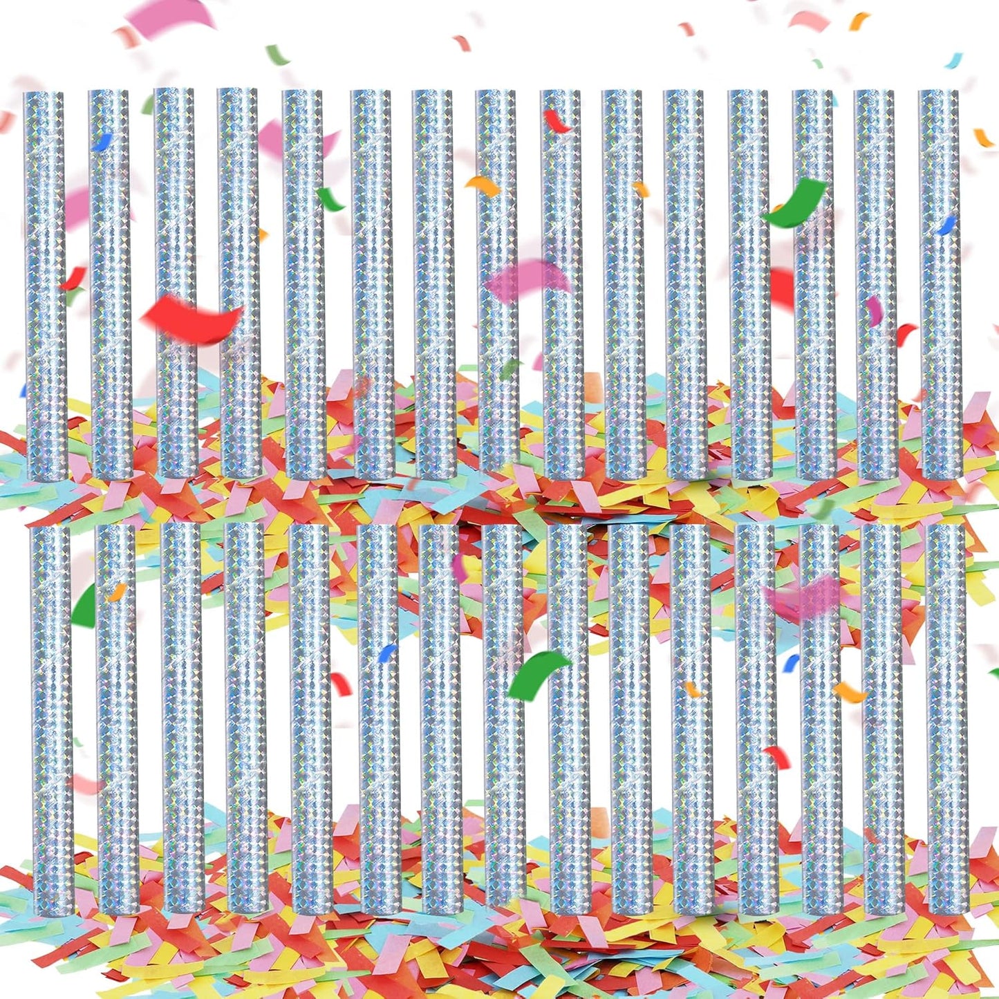 10 Pieces Colorful Confetti Sticks, Compostable Tissue Paper, Shoot Poppers, Handheld Flick Sticks for Indoor/Outdoor Weddings, Birthdays, Celebrations, Events, Party Supplies (7.8in)